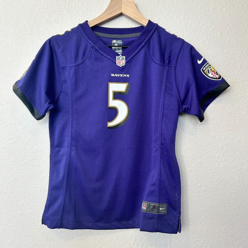 NWT GIRLS LARGE Baltimore Ravens JOE FLACCO NFL Jersey YOUTH KIDS Purple
